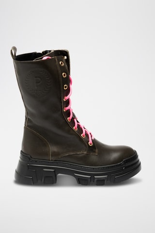Botines de piel bovina con plataforma - Marrón