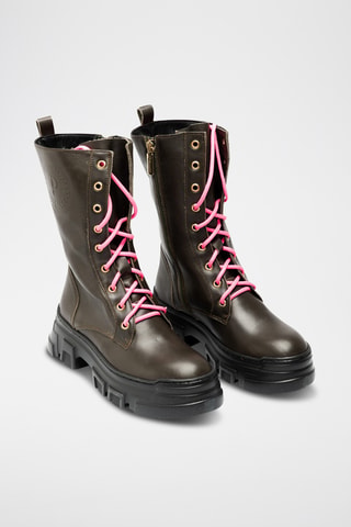 Botines de piel bovina con plataforma - Marrón