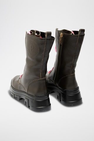 Botines de piel bovina con plataforma - Marrón