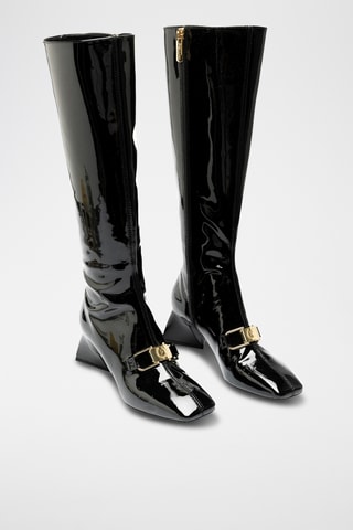 Botas de piel bovina de charol - Negro