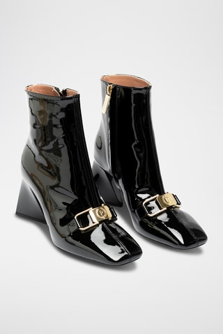 Botines de piel bovina de charol - Negro