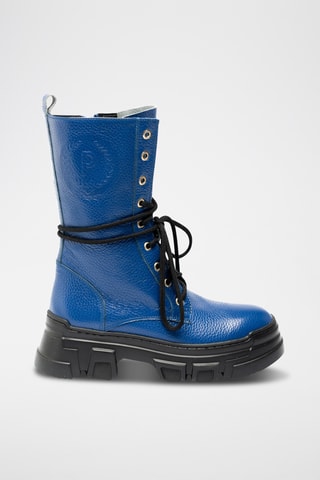 Botines de piel bovina con plataforma - Azul