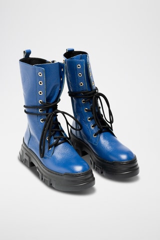 Botines de piel bovina con plataforma - Azul