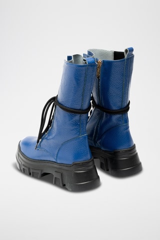 Botines de piel bovina con plataforma - Azul
