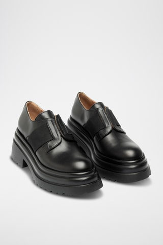 Mocasines de piel bovina con plataforma - Negro