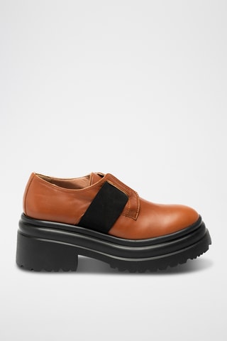 Mocasines de piel bovina con plataforma - Marrón