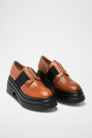 Mocasines de piel bovina con plataforma - Marrón