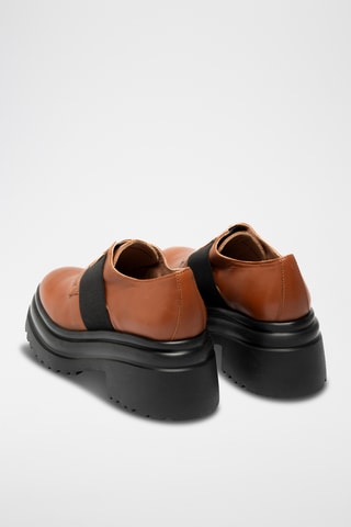 Mocasines de piel bovina con plataforma - Marrón