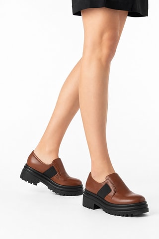 Mocasines de piel bovina con plataforma - Marrón