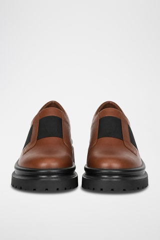 Mocasines de piel bovina con plataforma - Marrón
