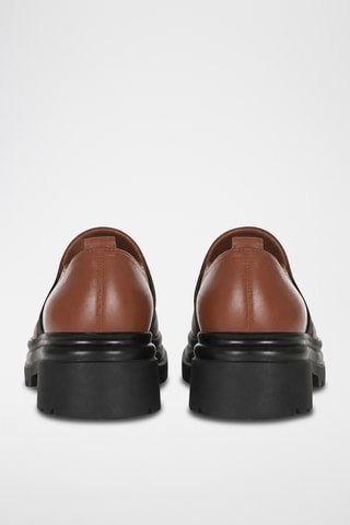 Mocasines de piel bovina con plataforma - Marrón