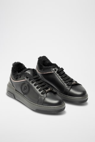 Zapatillas de piel bovina forradas - Negro