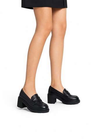 Mocasines de piel bovina de tacón - Negro