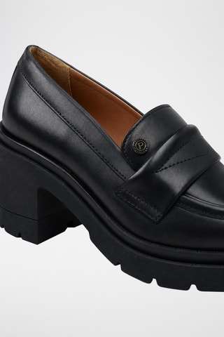 Mocasines de piel bovina de tacón - Negro