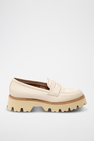 Mocasines de piel bovina con plataforma - Crudo