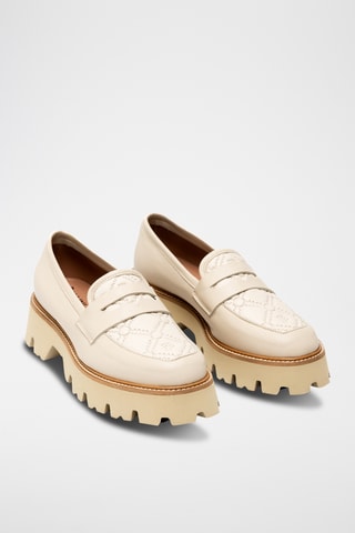 Mocasines de piel bovina con plataforma - Crudo