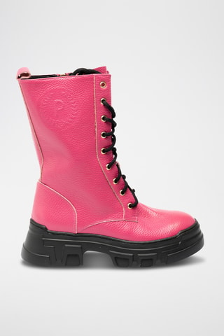 Botines de piel bovina con plataforma - Rosa
