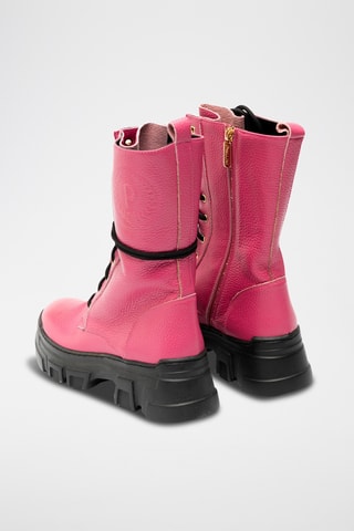 Botines de piel bovina con plataforma - Rosa