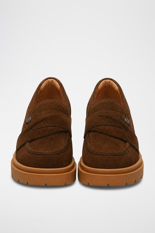 Mocasines de piel bovina de tacón - Marrón