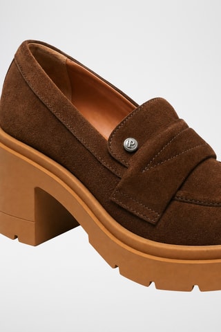 Mocasines de piel bovina de tacón - Marrón