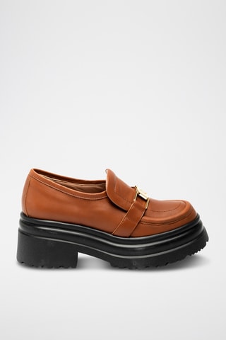 Mocasines de piel bovina con plataforma - Marrón