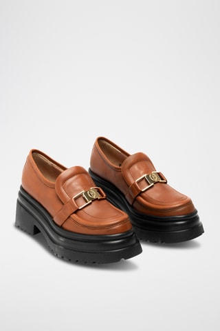 Mocasines de piel bovina con plataforma - Marrón