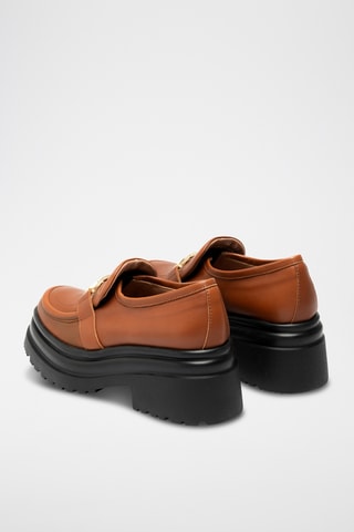 Mocasines de piel bovina con plataforma - Marrón