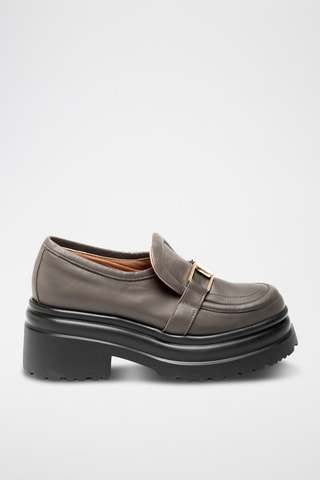 Mocasines de piel bovina con plataforma - Marrón