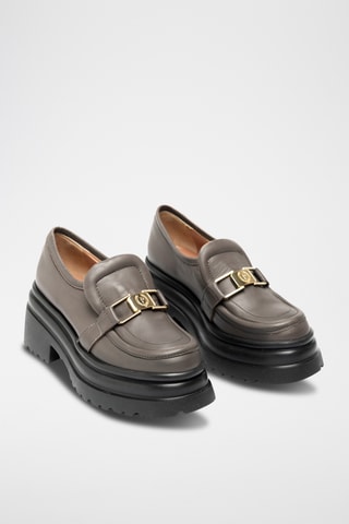 Mocasines de piel bovina con plataforma - Marrón
