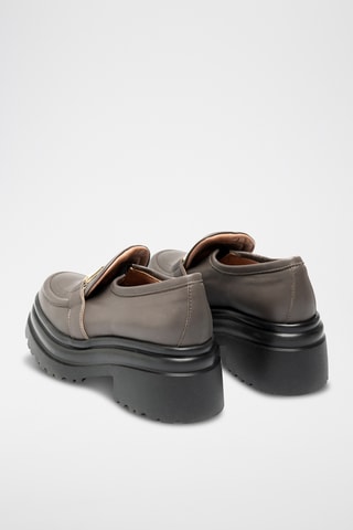 Mocasines de piel bovina con plataforma - Marrón