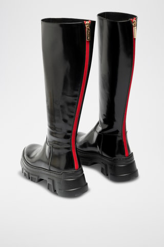 Botas de piel bovina con plataforma - Negro
