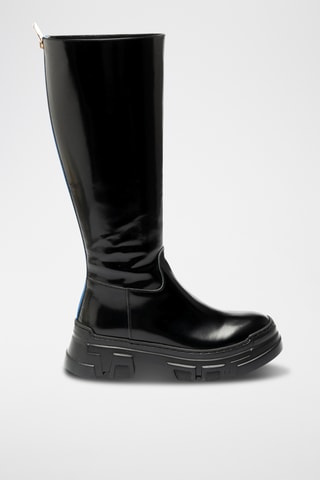 Botas de piel bovina con plataforma - Negro