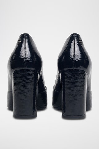 Zapatos de piel de charol de tacón - Negro