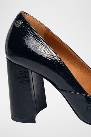 Zapatos de piel de charol de tacón - Negro