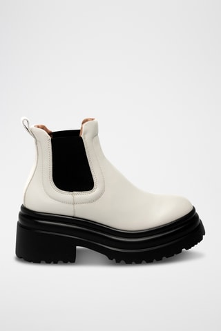 Botines de piel bovina con plataforma - Blanco
