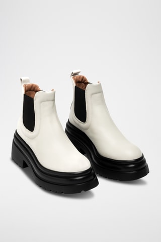 Botines de piel bovina con plataforma - Blanco