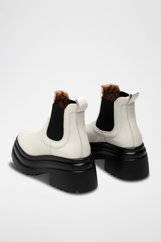 Botines de piel bovina con plataforma - Blanco