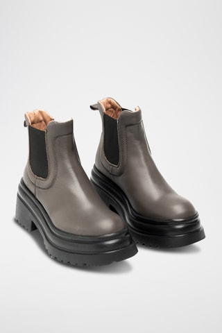 Botines de piel bovina con plataforma - Marrón