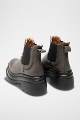 Botines de piel bovina con plataforma - Marrón