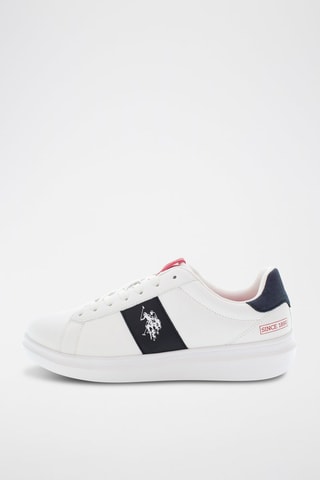 Leren Sneakers George - Wit en blauw