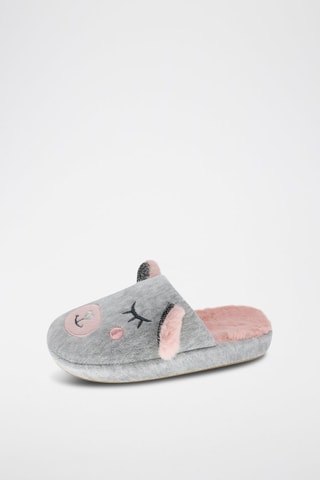 Pantoufles fourrées à oreilles - Rose et gris