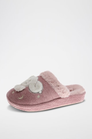 Pantoufles fourrées - Beige, blanc et rose
