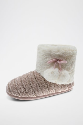 Chaussons fourrés - Blanc et rose