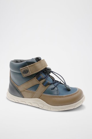 Baskets montantes - Noir, beige et bleu