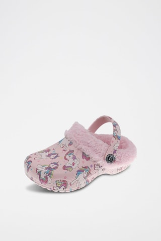Mules fourrées - Rose, blanc et multicolore