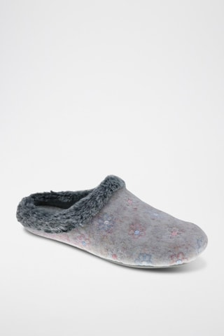 Pantoufles fourrées - Bleu, rose et gris