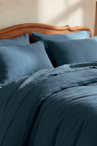Funda de almohada de gasa de algodón Uni - 85 hilos/cm² - Azul