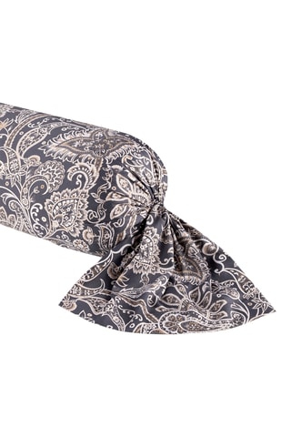Funda de almohada de satén de algodón 80 hilos/cm² Paisley - Gris y topo