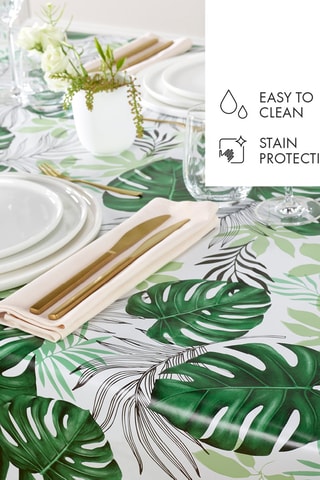 Mantel rectangular - Blanco y verde