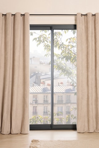 Cortina opaca de poliéster 350 hilos/cm² Kyoto - Beige - 140 x 350 cm